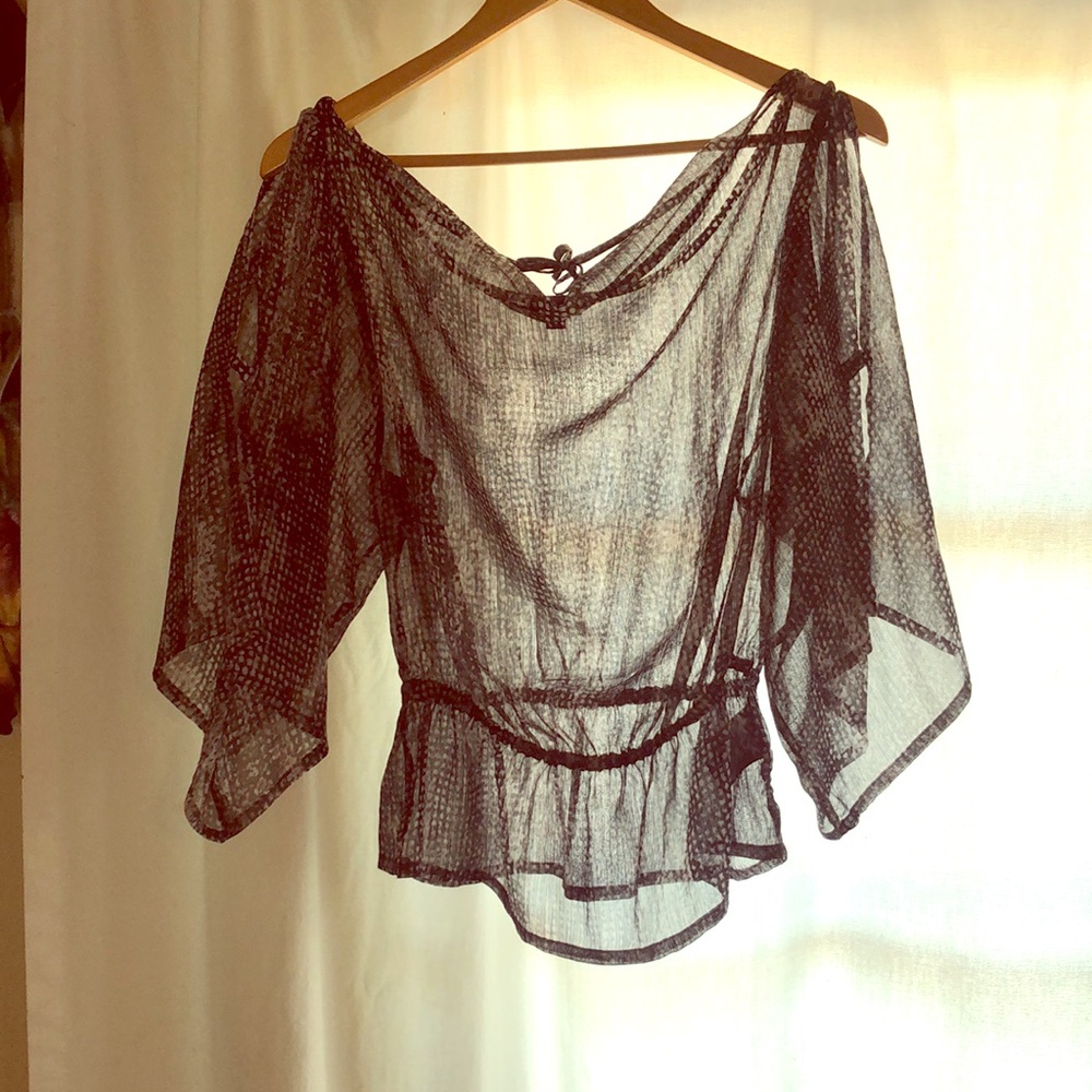 Sheer Top w/cutout sleeves